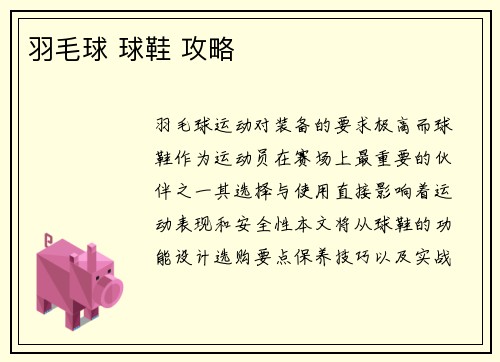 羽毛球 球鞋 攻略